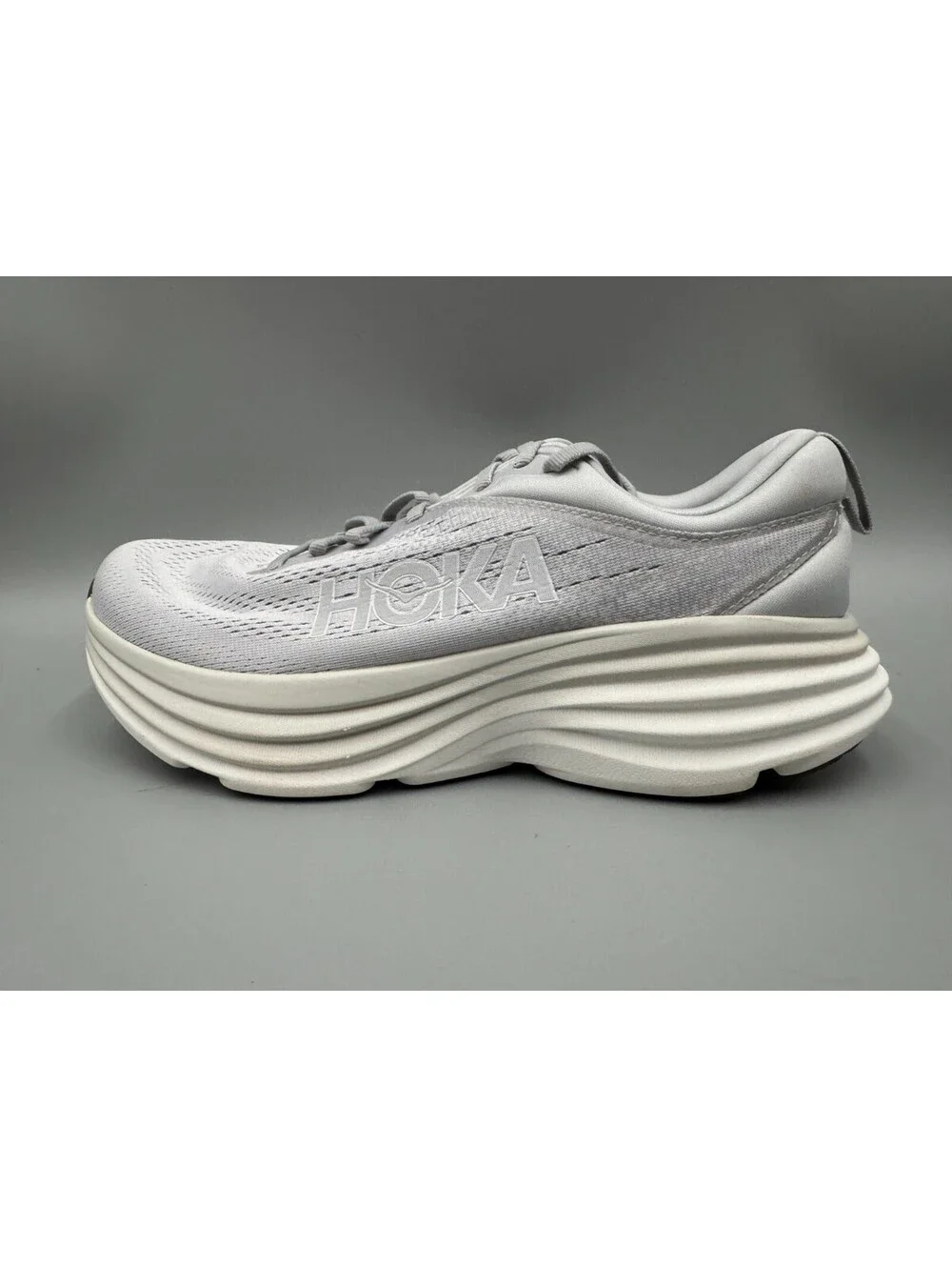 Women’s HOKA Bondi 8 Sneakers, Lunar Rock/Nimbus Cloud, Size 9.5B